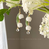 Lily of the Valley Earrings - lily flower dangle earrings - Unique Dangle